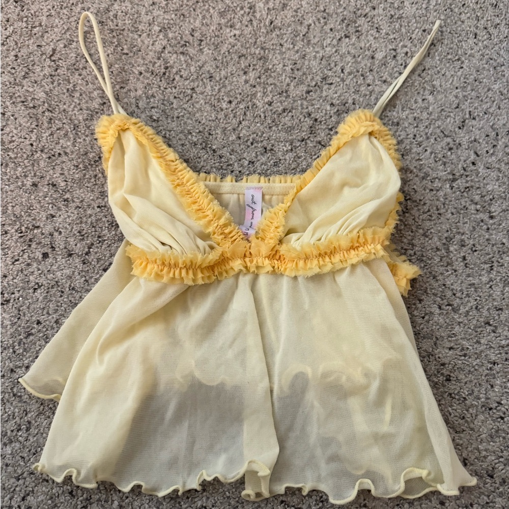 Urban Outfitters Yellow Sheer Tank Top